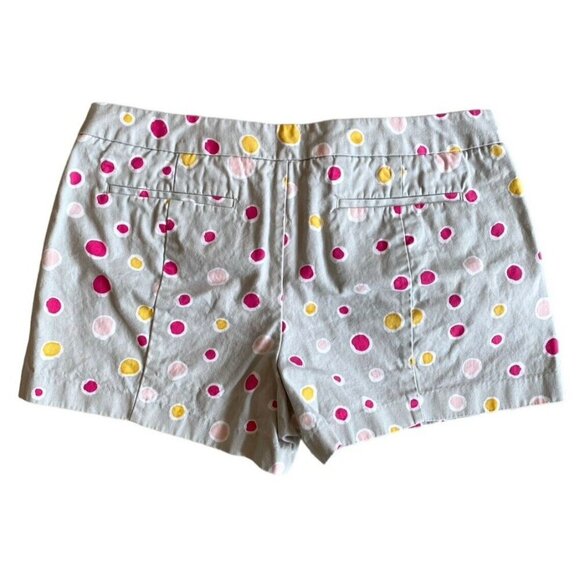 GAP Womens Khaki Shorts w/ Abstract Pink & Yellow Polka Dots Size 12 Preppy - Picture 2 of 5